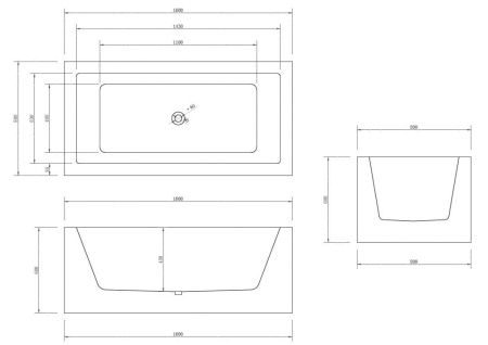 Ванна акриловая Abber AB9406-1.6 160х80 отдельностоящая прямоугольная с каркасом