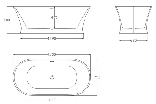 Ванна акриловая BelBagno BB402-1700-790 170х79 отдельностоящая овальная - фото 3