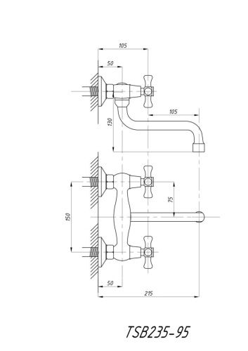 Смеситель для кухни TSARSBERG TSB-235-95 настенный хром - фото 3