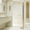 Душевая дверь Maybah Glass MGD-809-3 90х200 стекло прозрачное профиль золото