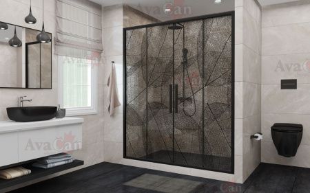 Душевая дверь AvaCan FB2-190 210х195 стекло тонированное профиль черный