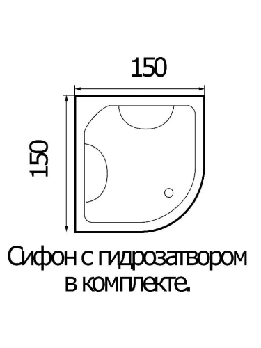 Ванна акриловая WEMOR 150/150/55 C (10000000760) 150х150 пристенная четверть круга - фото 2