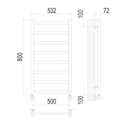 Полотенцесушитель водяной Terminus 4670078529947 55х80 хром