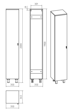 Шкаф-пенал Misty Дива П-Див05035-013ПрЛ 40х190 напольный цвет белый