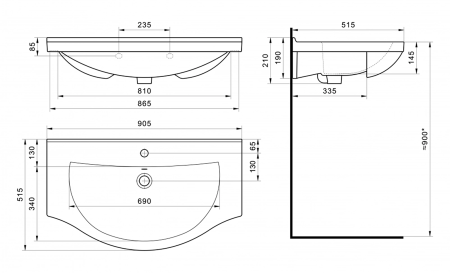 Раковина мебельная керамическая Santek Эльбрус 90 1.WH11.0.790 91х52 накладная цвет белый 1 отверстие под смеситель