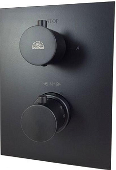 Смеситель для ванны с душем Paffoni Light LIQ519NO/M встраиваемый в стену черный с термостатом