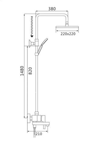 Душевая стойка Shevanik S8636 настенная цвет хром - фото 3