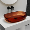 Раковина из полиэфирной смолы Abber KRISTALL AT2805Opal 60х40 накладная цвет коричневый без отверстий под смеситель