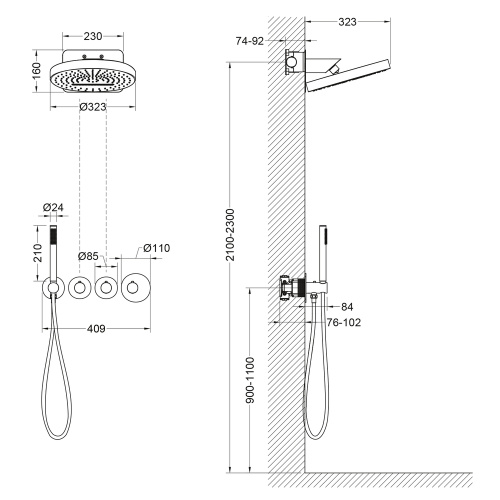 Душевая система Timo Saona SX-2329/00SM встраиваемая в стену - фото 3
