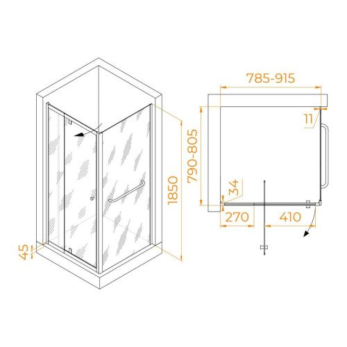 Душевой уголок RGW Passage 410832188-011 80х80 стекло прозрачное профиль хром без поддона - фото 2