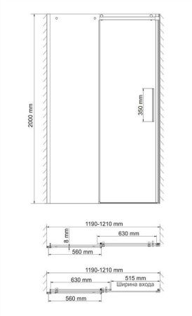 Душевая дверь Wasserkraft 58R05 120х200 стекло прозрачное профиль хром