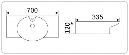 Раковина из сантехнического фаянса CeramaLux STR4280C 70х30 подвесная цвет белый 1 отверстие под смеситель