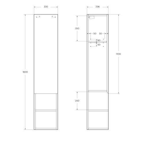 Шкаф-пенал BelBagno Kraft KRAFT-1600-1A-SC-RT-R 33x30x160 - фото 2