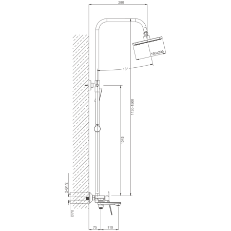 Душевая стойка Belz B533 B24533 настенная цвет хром