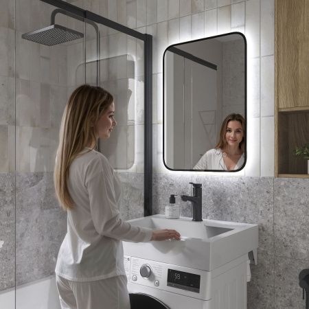 Раковина из искусственного камня Reflexion Tetra RF6050TE 60х50 над стиральной машиной цвет белый 1 отверстие под смеситель