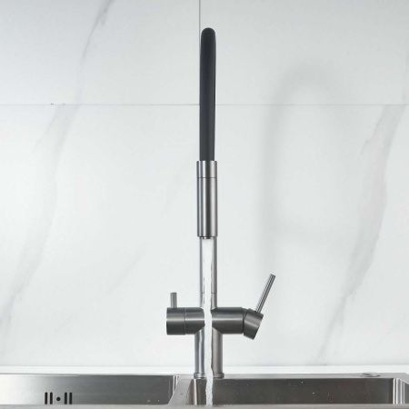 Смеситель для кухни Shevanik S178T на мойку оружейная сталь