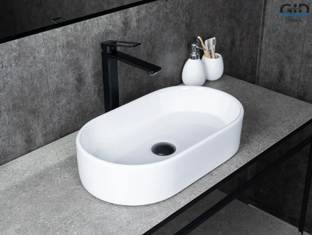 Раковина керамическая Gid Lago 51209 50х30 накладная цвет белый без отверстий под смеситель
