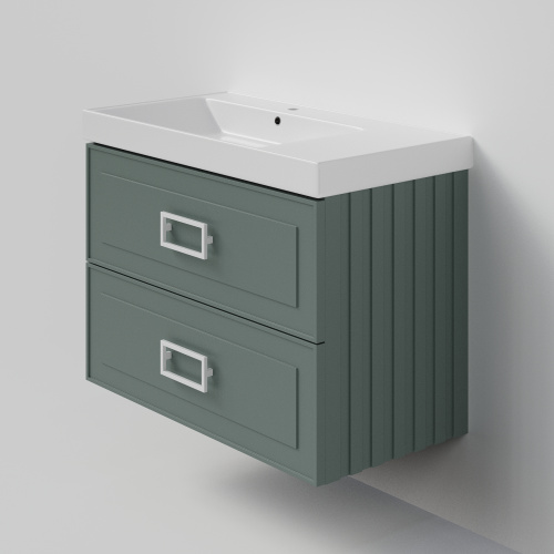 Тумба с раковиной La Fenice Cubo TWIN NFNC-01-CUB-G-90-2-2-90-2L 91х62х49 подвесная цвет серо-зеленый - фото 2