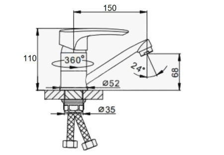 Смеситель D-Lin D151422-1 на раковину хром
