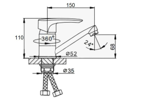 Смеситель D-Lin D151422-1 на раковину хром - фото 2