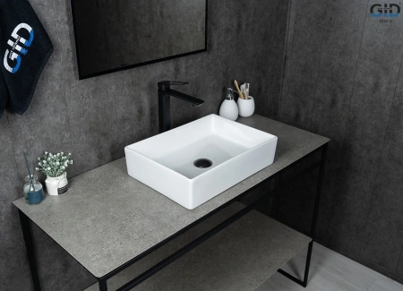 Раковина керамическая Gid Geométrico 51225 50х30 накладная цвет белый без отверстий под смеситель
