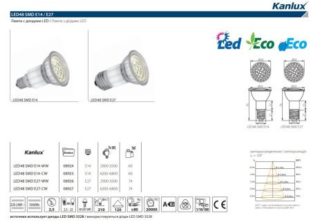 Лампа светодиодная Kanlux LED48 8926