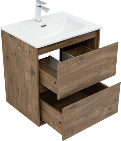 Тумба под раковину Aquanet Милан 00336377 60х45х64 подвесная цвет темное дерево