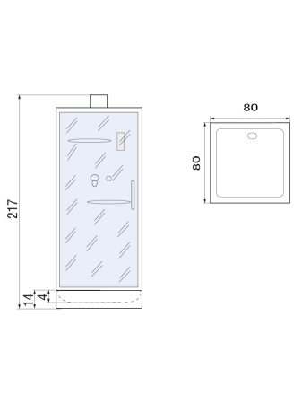 Душевая кабина River MOERO 10000002981 80х80 прямоугольная без крыши ориентация универсальная