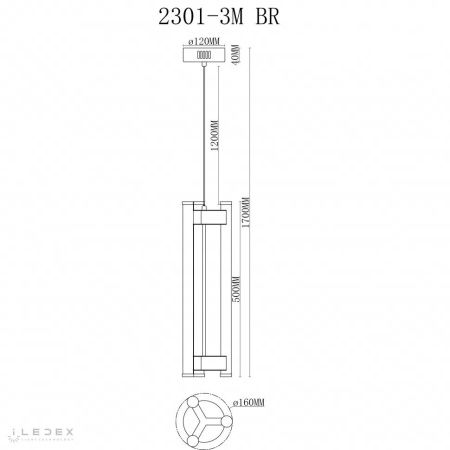 Светильник подвесной iLedex Rocks (Роцкс) 2301-3M BR