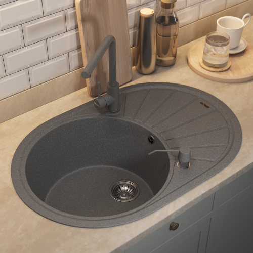 Кухонная мойка Uperwood Quartz Premium UPD-02 3910202106 76x51 цвет серый матовый - фото 3