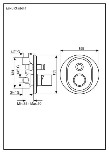 Смеситель Emmevi Minu 83019/CR встраиваемый в стену хром - фото 2