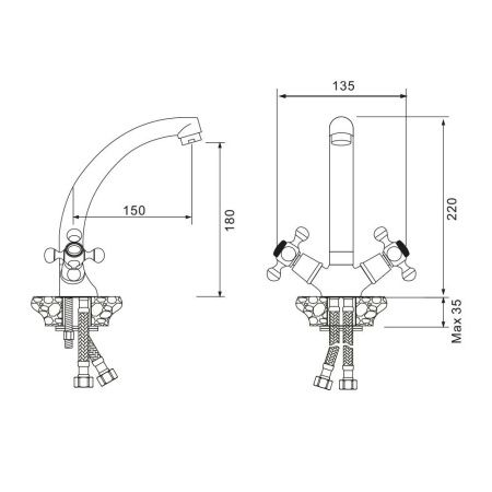 Смеситель для кухни WesnaArt Rassvet RAS02-120 на мойку хром