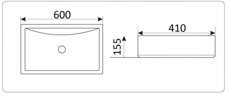 Раковина из санфаянса CeramaLux 9121 60х41 накладная цвет белый 1 отверстие под смеситель