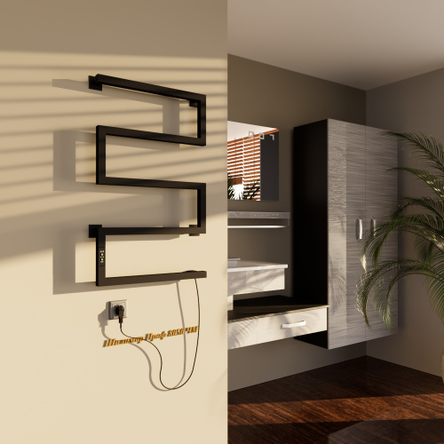 Полотенцесушитель Altasan ШалимарПроф ШалимарПроф8050ЧМ подвесной 51х83 электрический черный муар - фото 3