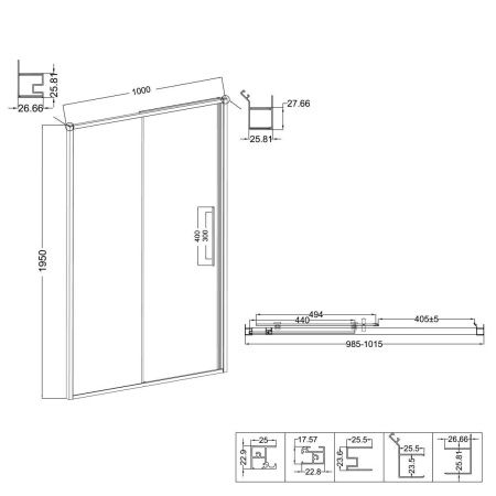 Душевая дверь Niagara Nova NG-85-10TB 100х195 стекло тонированное профиль черный