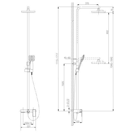 Душевая стойка LeMark Tropic LM7005C настенная цвет хром