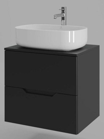 Тумба с раковиной Orange Line Li-60TubMDF+B07-540W 60х50 подвесная цвет черный