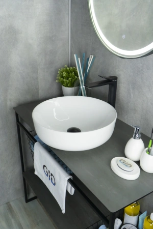 Раковина керамическая Gid Esfera 51182 40х40 накладная цвет белый без отверстий под смеситель