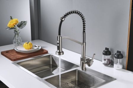 Смеситель для кухни Shevanik S963L на мойку сатин