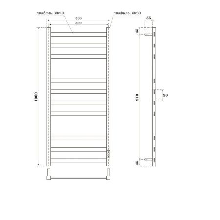 Полотенцесушитель электрический Point Меркурий PN83850GR 55х100 серый