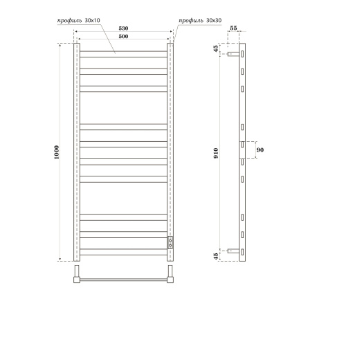 Полотенцесушитель Point Меркурий PN83850GR электрический графит - фото 2