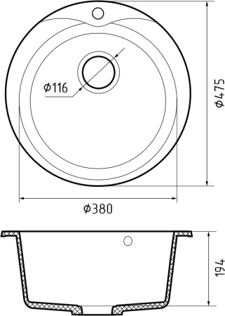 Кухонная мойка Granfest Rondo R-480 иней 48х48 цвет белый поверхность матовая