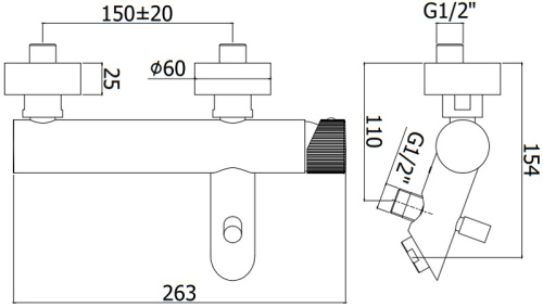 Смеситель для ванны с душем Paffoni Jo JO022NO настенный черный без термостата - фото 2
