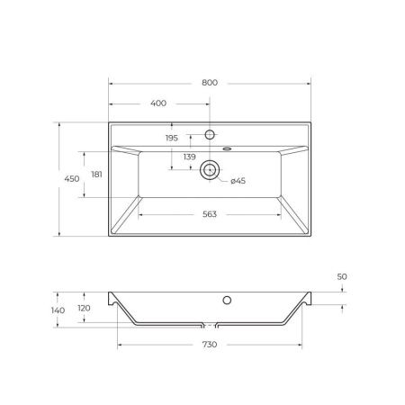 Раковина из искусственного камня BelBagno BB800/450-LV-ART-AST-NERO 80х50 накладная цвет черный 1 отверстие под смеситель