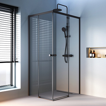 Душевой уголок Am.Pm X-Joy W94G-403-10080-BТ 98х78 стекло прозрачное профиль черный матовый без поддона