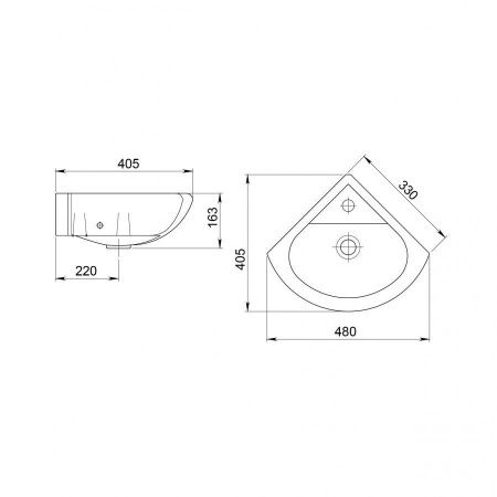 Раковина из сантехнического фарфора Santeri Радиан 131309S0010B0 50х40 подвесная цвет белый 1 отверстие под смеситель