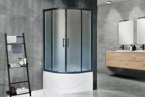 Душевой уголок Royal Bath BK RB90BK-C-BL-Practic 90х90 стекло рифленое профиль черный с поддоном
