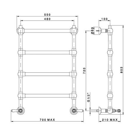Полотенцесушитель водяной Nicolazzi El Capitan 5528CLNEM69 55х80 черный