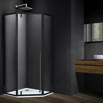 Душевой уголок Vincea Penta VSP-3P100CLB 100х100 стекло прозрачное профиль черный без поддона