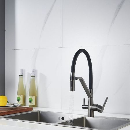 Смеситель для кухни Shevanik S278T на мойку оружейная сталь